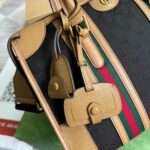 Gucci Original Gg Canvas And Smooth Medium Handbag Brown/White/Grey For Men 13.3 in/ 34 cm