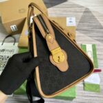 Gucci Original Gg Canvas And Smooth Medium Handbag Brown/White/Grey For Men 13.3 in/ 34 cm