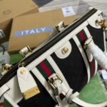 Gucci Original Gg Canvas And Smooth Medium Handbag Brown/White/Grey For Men 13.3 in/ 34 cm