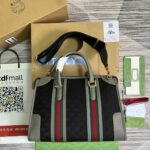 Gucci Original Gg Canvas And Smooth Medium Handbag Brown/White/Grey For Men 13.3 in/ 34 cm