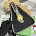 Gucci Original Gg Canvas And Smooth Medium Handbag Brown/White/Grey For Men 13.3 in/ 34 cm