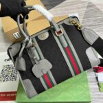 Gucci Original Gg Canvas And Smooth Medium Handbag Brown/White/Grey For Men 13.3 in/ 34 cm