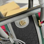 Gucci Original Gg Canvas And Smooth Medium Handbag Brown/White/Grey For Men 13.3 in/ 34 cm