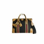 Gucci Original Gg Canvas And Smooth Medium Handbag Brown/White/Grey For Men 13.3 in/ 34 cm