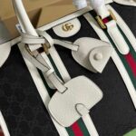 Gucci Original Gg Canvas And Smooth Medium Handbag Brown/White/Grey For Men 13.3 in/ 34 cm