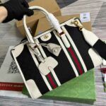 Gucci Original Gg Canvas And Smooth Medium Handbag Brown/White/Grey For Men 13.3 in/ 34 cm