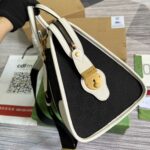 Gucci Original Gg Canvas And Smooth Medium Handbag Brown/White/Grey For Men 13.3 in/ 34 cm