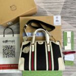 Gucci Original Gg Canvas And Smooth Medium Handbag Brown/White/Grey For Men 13.3 in/ 34 cm