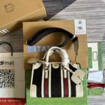 Gucci Original Gg Canvas And Smooth Small Handbag Brown/White/Grey For Men 10.6 in/ 27 cm