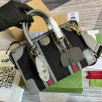 Gucci Original Gg Canvas And Smooth Small Handbag Brown/White/Grey For Men 10.6 in/ 27 cm