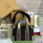Gucci Original Gg Canvas And Smooth Small Handbag Brown/White/Grey For Men 10.6 in/ 27 cm