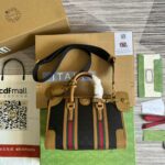 Gucci Original Gg Canvas And Smooth Small Handbag Brown/White/Grey For Men 10.6 in/ 27 cm