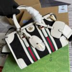 Gucci Original Gg Canvas And Smooth Small Handbag Brown/White/Grey For Men 10.6 in/ 27 cm