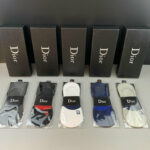 Socks With Dior Logo At Front Grey/Dark Grey/Black/Dark Blue/Orange - 5 Pairs