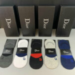 Socks With Dior Logo At Front Grey/Dark Grey/Black/Dark Blue/Orange - 5 Pairs