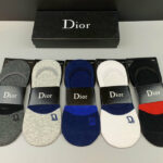 Socks With Dior Logo At Front Grey/Dark Grey/Black/Dark Blue/Orange - 5 Pairs