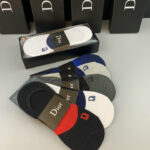 Socks With Dior Logo At Front Grey/Dark Grey/Black/Dark Blue/Orange - 5 Pairs