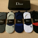 Socks With Dior Logo At Front Grey/Dark Grey/Black/Dark Blue/Orange - 5 Pairs