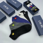 Socks With Spider At Front Grey/Dark Grey/Black/ Dark Blue - 5 Pairs