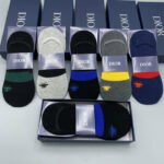Socks With Spider Logo At Front Grey/Dark Grey/Black And Green/Dark Blue/Black And Blue- 5 Pairs