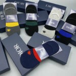 Socks With Spider Logo At Front Grey/Dark Grey/Black And Green/Dark Blue/Black And Blue- 5 Pairs