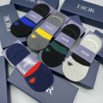 Socks With Spider Logo At Front Grey/Dark Grey/Black And Green/Dark Blue/Black And Blue- 5 Pairs