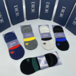 Socks With Spider Logo At Front Grey/Dark Grey/Black And Green/Dark Blue/Black And Blue- 5 Pairs