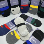 Socks With Spider Logo At Front Grey/Dark Grey/Black And Green/Dark Blue/Black And Blue- 5 Pairs