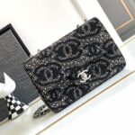 Chanel Paris Double Flap Handbag Black For Women 20cm / 7.9in