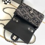 Chanel Paris Double Flap Handbag Black For Women 20cm / 7.9in