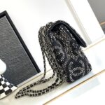 Chanel Paris Double Flap Handbag Black For Women 20cm / 7.9in