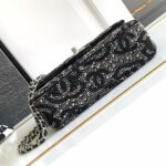 Chanel Paris Double Flap Handbag Black For Women 20cm / 7.9in