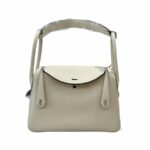 Hermes Lady Lindi Bag White/Black/Green Khaki For Women 10.2in/26cm