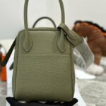 Hermes Lady Lindi Bag White/Black/Green Khaki For Women 10.2in/26cm