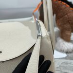 Hermes Lady Lindi Bag White/Black/Green Khaki For Women 10.2in/26cm