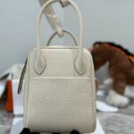 Hermes Lady Lindi Bag White/Black/Green Khaki For Women 10.2in/26cm