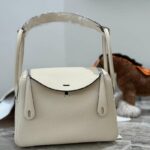 Hermes Lady Lindi Bag White/Black/Green Khaki For Women 10.2in/26cm