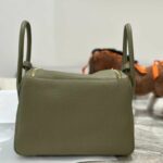Hermes Lady Lindi Bag White/Black/Green Khaki For Women 10.2in/26cm