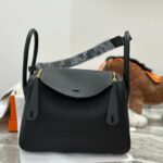 Hermes Lady Lindi Bag White/Black/Green Khaki For Women 10.2in/26cm