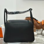 Hermes Lady Lindi Bag White/Black/Green Khaki For Women 10.2in/26cm
