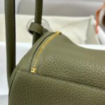 Hermes Lady Lindi Bag White/Black/Green Khaki For Women 10.2in/26cm