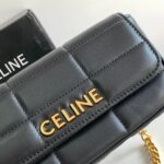 Celine Mini Shoulder Chain Matelasse Monochrome Black/White For Women 18cm / 7in 10L333EWJ.38NO