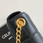 Celine Mini Shoulder Chain Matelasse Monochrome Black/White For Women 18cm / 7in 10L333EWJ.38NO