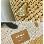 Prada Raffia Tote Bag Beige For Women 15in/38cm 1BG442_2DJS_F0N86_V_OOO