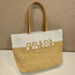 Prada Raffia Tote Bag Beige For Women 15in/38cm 1BG442_2DJS_F0N86_V_OOO