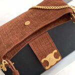Celine Wiltern Clutch Triomphe Soft Black/Brown For Women 31.5cm / 12in 113673FFJ.19BR