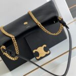 Celine Wiltern Clutch Triomphe Soft Black/Brown For Women 31.5cm / 12in 113673FFJ.19BR