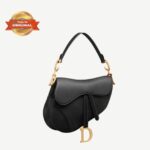 [True-to-ORIGINAL] Christian Dior Saddle Bag Black Grained For Women 10in/25cm CD M0446CBAA_M900