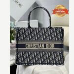 [True-to-ORIGINAL] Christian Dior Medium Dior Book Tote Bag Blue For Women 14in/36cm CD M1296ZRIW_M928