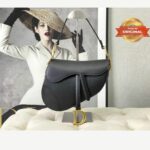 [True-to-ORIGINAL] Christian Dior Saddle Bag Black Grained For Women 10in/25cm CD M0446CBAA_M900